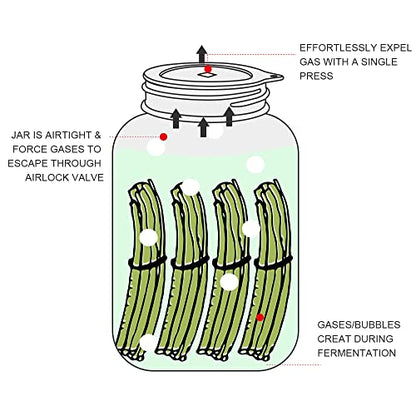 Sophico Silicone Fermenting Lids, Waterless Airlock Fermentation Tops Mason Jar Lid Fermenter Caps for Pickles, Kimchi, and Fermented Probiotic Food - 8 Pack, Wide Mouth (Jars Not Included) - color: MIX-8PACK-WIDE MOUTH