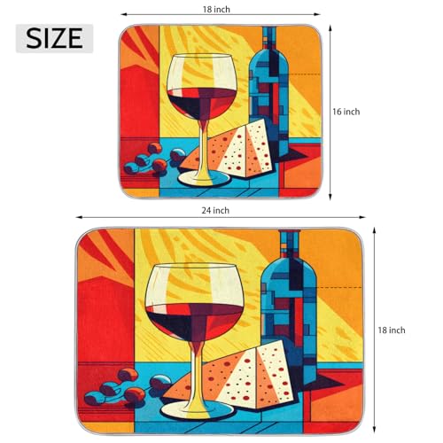 Dish Mat Drying Kitchen Mat Cheese Wine Dish Drying Mat Dish Draining Super Absorbent Drying Mat Reversible Washable Reusable Coffee Mat 16x18" - size: 18" x 16"