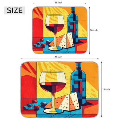 Dish Mat Drying Kitchen Mat Cheese Wine Dish Drying Mat Dish Draining Super Absorbent Drying Mat Reversible Washable Reusable Coffee Mat 18x24" - size: 24" x 18"