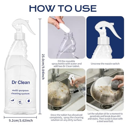 Updated Spray Cleaner for Ovens,Concentrated Cleaning Tablets, Instant Dissolving, Stain Removal Spray, Multi-Surface Cleaner for Kitchen, Bathroom & More (30PCS)