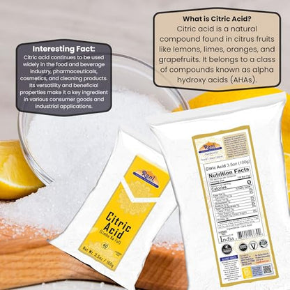 Rani Citric Acid Powder, Food Grade (Limbu Ka Ful) 3.5oz (100g) ~ Used for Cooking, Bath Bombs, Cleaning | Gluten Friendly | Indian Origin - size: 3.5 Ounce (Pack of 1)
