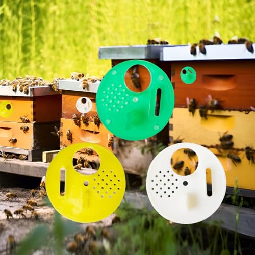 Yahpetes 15 Pcs Bee Nest Door Beekeeping Tools 2.68'' Bee Round Beehives Vents Plastic Vents Bee Hive Nuc Box Entrance Gate Beekeeping Tool (Bee Nest Door)