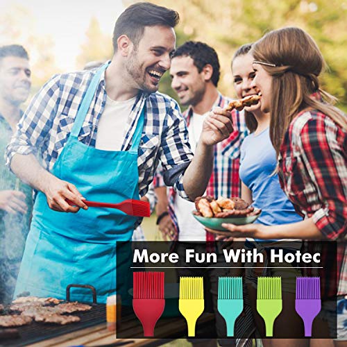 HOTEC 600℉ Heat Resistant BPA Free Silicone Marinading Meat Grill Basting Pastry Brush for Oil Butter Sauce Sausages Desserts Turkey Baster Grill Barbecue, Multicolor - color: Multicolor