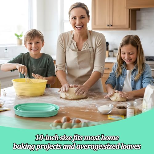 4 Pcs Silicone Bread Proofing Baskets, 10 Inch Oval Foldable Banneton Basket, Dough Proofing Bowls Containers Sourdough Baking Supplies with Non-Stick Surface