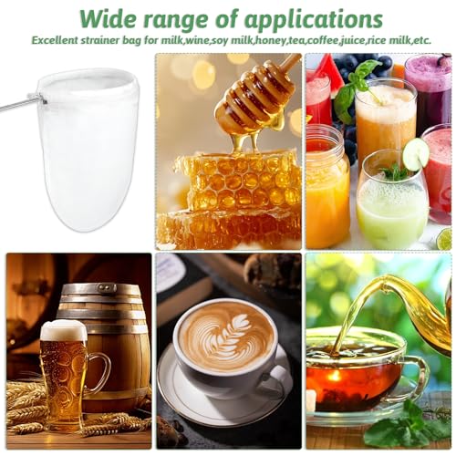 3 Pcs Fine Mesh Strainer Bags, Reusable Cheese Cloth Bag with Zipper, Tea/Coffee Filter, Food Grade Filter for Coffee Soy Thai Tea, Yogurt Nut Milk and Soup