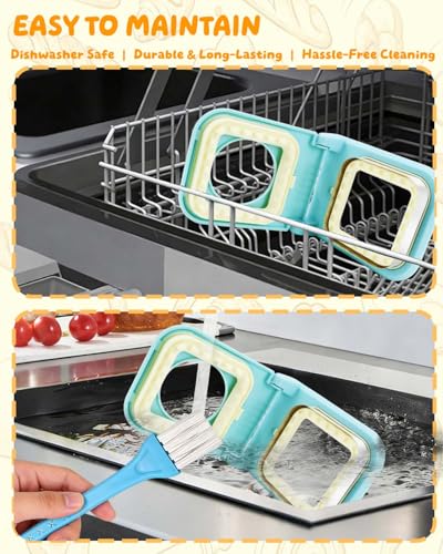 3-in-1 Uncrustable Sandwich Maker - Heart/Round/Square Crustless Sandwich Cutter & Sealer for Kids' Lunch, Breakfast & Lunchboxes | BPA-Free Uncrustable Press,Easy Clean (3-Shape Light Blue) - color: 3-Shape Light Blue