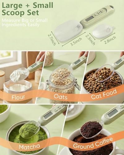 2026 Upgraded 2-In-1 Digital Measuring Spoon 【High-Precision 0.01oz/0.1g · Tested 10000+】 Baking Scale 【7-Unit】 Digital Kitchen Scale for Baking, Gram Scale for Weight Loss, Large & Small Scoop,Beige - color: Beige-New