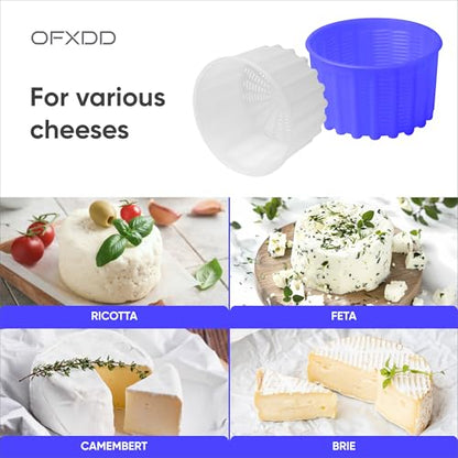 Cheese Mold for Cheese Making - Cheese Molds 2 Pcs - Plastic Ricotta Basket 20 oz - Cheese Form Mold for Feta, Camembert, Ricotta