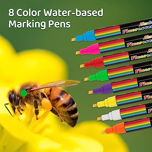 AOIT Queen Bee Marking Kit, One-Handed Queen Catcher Bottle Cage, 5 Transparent Plastic Queen Clips, 8 Marker Pens, Beekeeping Supplies for Beehive