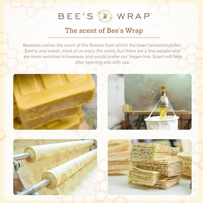 Bee's Wrap Beeswax Wraps for Bread - Beeswax Bread Wrap for Sourdough & Bread Storage - Plastic Free Made in USA Reusable Natural Food Wrap - Bees & Bears - color: Bees & Bears