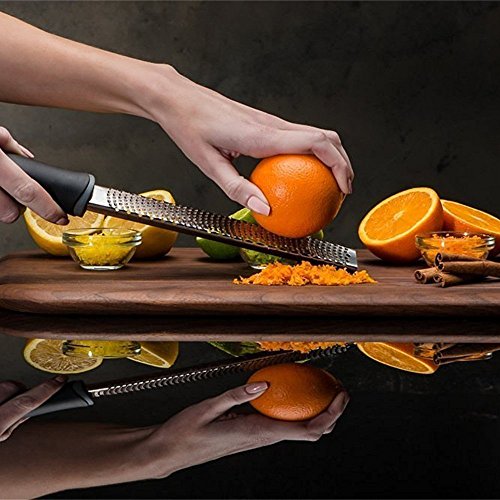 Lemon Zester, Stainless Steel Kitchen Cheese Grater, Plastic Cover Ergonomic Soft Black Handle - color: B-Black