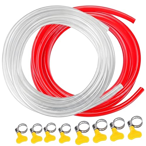 10ft Beer Line & CO2 Gas Tubing Kit, Food-Grade PVC Clear Beer Hose + Red Gas Hose with Hose Clamps for Kegerator Home Brewing Draft Beer Dispenser (Red+Clear, 10 Foot) - color: Red+Clear, size: 10 Foot