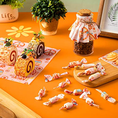 100 Pcs Hippie Wax Paper Sheets - Food Sandwich Wrap Paper Deli Wraps, Waterproof Oil-proof Picnic Basket Liners with Flower Pattern - color: Hippie
