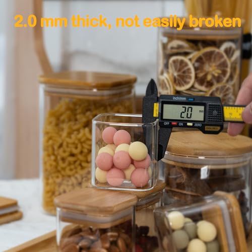 D2scrma 4oz Airtight Square Spice Containers with Bamboo Lid Set of 12 (120ml) with Black Lables Storage Stackable Spice Jar, Kitchen Canister for Sugar, Tea, Flour, Salt and Seasonings - size: 4oz*12