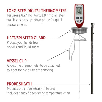 Escali DHC1 Digital Deep Fry Thermometer and Candy Thermometer with Pot Clip and Oil Temperature Gauge for Frying - style: Digital
