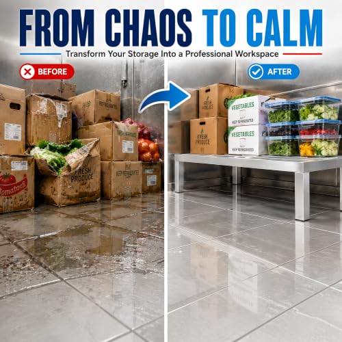 24" x 24" x 8" Aluminum Dunnage Rack Heavy Duty Floor Storage Stand, NSF for Commercial Use - size: 24"W x 24"D x 8"H