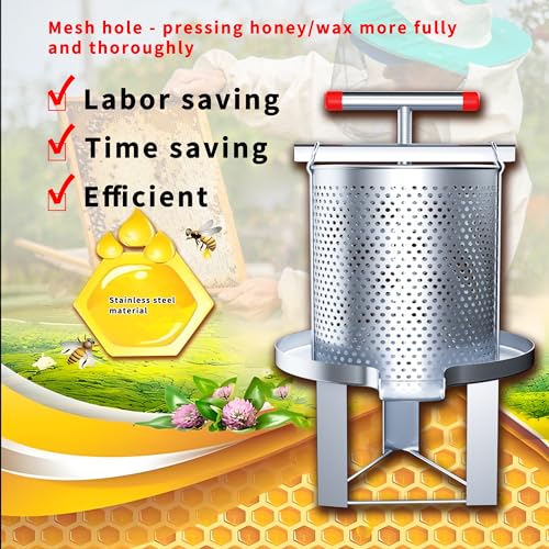 Mesh Honey Press Extractor Honey Extractor, Honeycomb Pressing Machine, Manual Stainless Steel Household Mesh Honey Extracting Equipment for Small Beekeeping, Fruit Wine and Juice Making