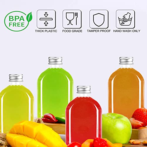 Plastic Bottles with Caps,24 Pack Clear Juice Bottles Flask Bottle Reusable Mini Beverage Container,Clear Bulk Drink Containers with Lids for Juicing, Smoothie, Drinking and Other Beverages (4 Oz)