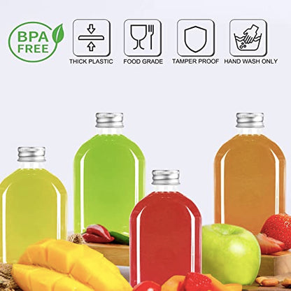 Plastic Bottles with Caps,24 Pack Clear Juice Bottles Flask Bottle Reusable Mini Beverage Container,Clear Bulk Drink Containers with Lids for Juicing, Smoothie, Drinking and Other Beverages (4 Oz)