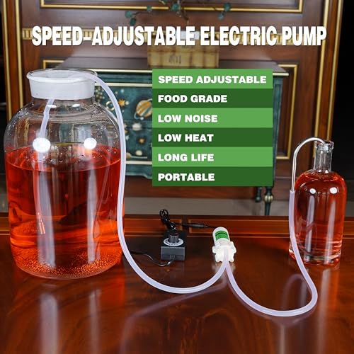 Food Grade Electric Water Transfer Pump With Speed Adjustable 110V for Ice Maker,Coffee Machine and Water Cooling,Auto Siphon Self Priming Pump for Bottling Wine,Beer and Kombucha,2L/Min,Low Noise