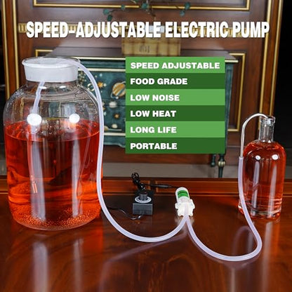 Food Grade Electric Water Transfer Pump With Speed Adjustable 110V for Ice Maker,Coffee Machine and Water Cooling,Auto Siphon Self Priming Pump for Bottling Wine,Beer and Kombucha,2L/Min,Low Noise