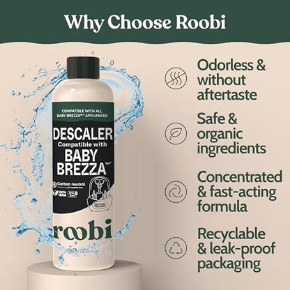Roobi Descaling Solution Compatible with Baby Brezza. Specially Formulated to Clean & Descale Baby Appliances. Up to 2 Uses per Bottle, 2 Pack. Carbon Neutral. - style: Descaling Solution