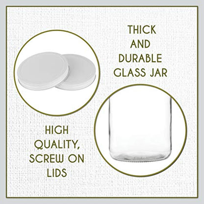 kitchentoolz 4 Pack - 1 Gallon Glass Large Mason Jars Wide Mouth with Airtight Metal Lid - Safe for Fermenting Kombucha Kefir Kimchi, Pickling, Storing and Canning- Dishwasher Safe- Made in USA