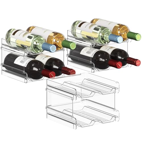 Lifewit Plastic Stackable Wine Rack for refrigerator, Cabinet, Countertop,Wine Bottle Holder, Water Bottle Organizer for Fridge, Pantry, Hold 12 Bottles - color: Clear, size: 12-bottle