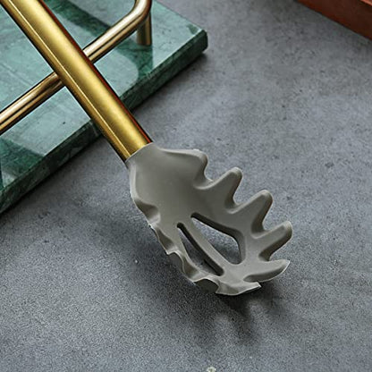 Gold Spaghetti Spoon, Berglander Non-stick Silicone Pasta Server With Titanium Gold Plating Handle, Spaghetti Server For Cooking, Pasta Fork, Noddle Fork, Dishwasher Safe, Easy to Clean - style: k Pasta Server