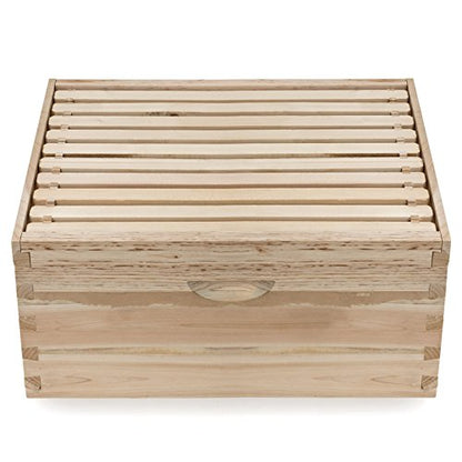Honey Keeper Beehive 10 Frame Kit Super Box and 10 Deep Frames with Foundations for Langstroth Beekeeping - style: non-waxed