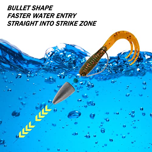 Dr.Fish 50 Pack Bullet Fishing Sinkers Worm Weights Lead Fishing Weights Bass Fishing Sinker Freshwater Texas Carolina Rig Punch Shot - size: 1/16oz-50 Pack