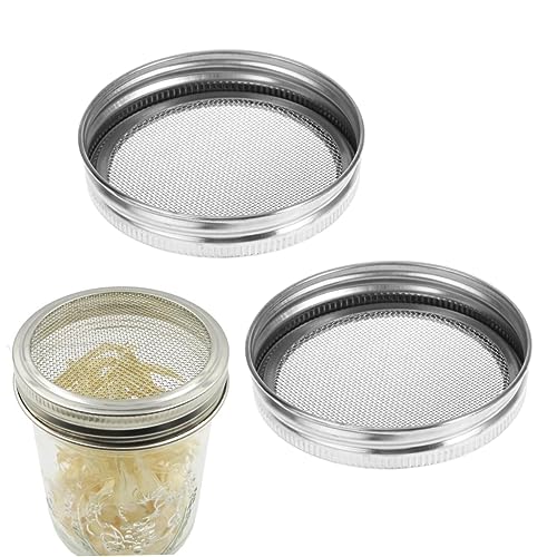2pcs Stainless Steel Sprouting Screen Lids for Wide Mouth Mason Jars Fermentation Lids Mesh Strainer - size: Size 3