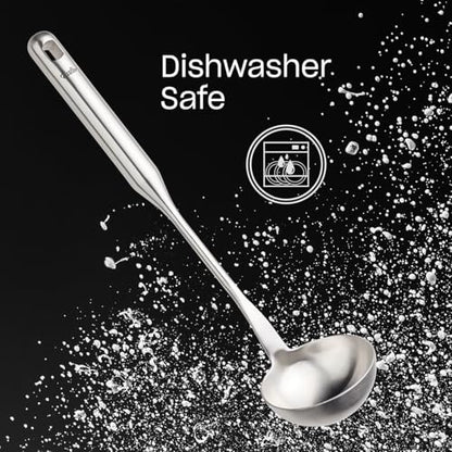 Fissler Essential Soup Ladle, 18/10 Stainless Steel Kitchen Utensil for Soups & Sauces, Ergonomic Handle, Dishwasher Safe