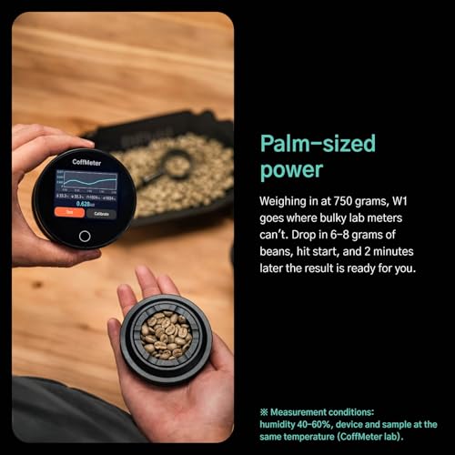 W1 Coffee Water Activity Meter ±0.02 aw Accuracy | Bluetooth sync with CoffeeOS app | 2-min fast reading | Magnetic sample tray | Pocket-sized | for coffee beans