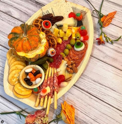 Charity Leaf Disposable Palm Leaf 13" x 9" Trays (10 pieces) Bamboo Like Serving Platters, Disposable Boards, Eco-Friendly Dinnerware For Weddings, Catering, Events - color: 10, size: 13x9" Oval