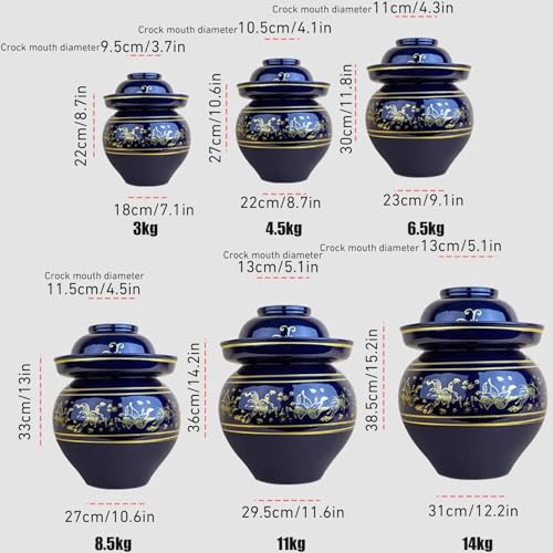 Traditional Chinese Porcelain Pickle Jar, Fermentation Crock Pickling Pot, Fermenting Jar With Lid, Stoneware Fermenter(11kg) - size: 11kg