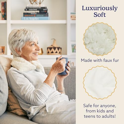 warmies Microwavable Neck & Shoulder Wrap - Heating & Cooling Plush Pad for Calming Relaxation - Weighted & Heated Neck Warmer with Scented Lavender - Microwave Heat Pad for Aches & Pain - Cream - color: Cream