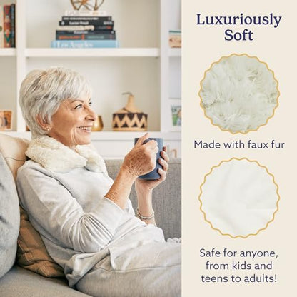 warmies Microwavable Neck & Shoulder Wrap - Heating & Cooling Plush Pad for Calming Relaxation - Weighted & Heated Neck Warmer with Scented Lavender - Microwave Heat Pad for Aches & Pain - Cream - color: Cream