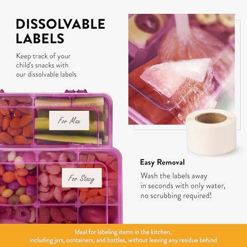 Snack Box Containers Set of 2-Reusable,100 Dissolvable Labels, 8 Adjustable Compartments, Dishwasher Safe, BPA-Free, Meal Prep Container, PARENT TESTED PARENT APPROVED AWARD (2 Pack) (Purple) - color: Purple, size: Small