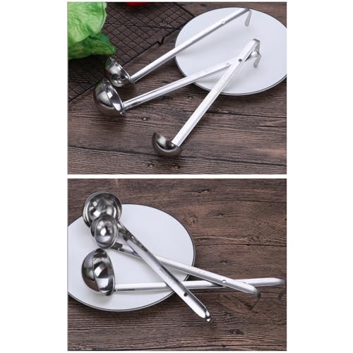 3-Pack Stainless Steel Soup Ladle Set with Hooked Long Handle 2 oz | 2 ounce serving capacity, sauce and gravy use, stew and soup serving, dishwasher safe build, comfortable hooked grip - size: 2 oz