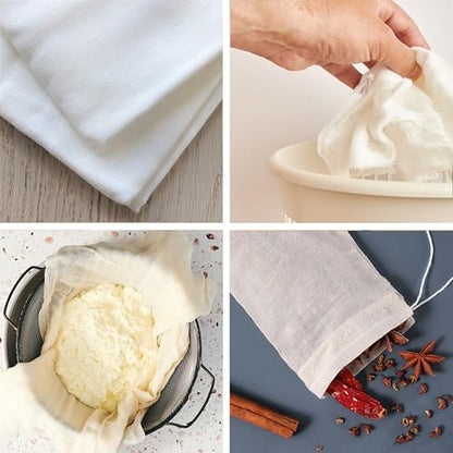 Fashion Track Cheese Cloths, 4 Pieces Grade 100 Hemmed Cheese Cloth Fabric Reusable Strainer 20x20 Inch, 100% Cotton Unbleached Muslin Cheesecloth for Straining, Kitchen, Cold Brew Coffee and Baking - size: Pack of 4