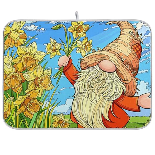 Absorbent Dish Drying Mat for Kitchen Counter - Sunflower Elk Microfiber Drying Pad, Reversible Drainer Mats for Countertop, Small 16" x 18" - color: A#27, size: 16x18(in)x1