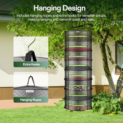 VIVOSUN 2-Pack 8-Layer Mesh Drying Rack Hanging Design with Green Zippers for Dehydrating, Indoor and Outdoor (Pruning Shears Included) - size: 8 Layer, style: 2 Pack