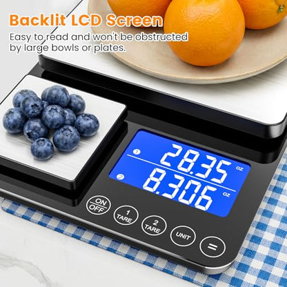 KKZ 0.001oz/33lb Kitchen Scale, Dual Platform Food Scale Grams and Ounces Rechargeable for Weight Loss Baking Cooking Meal Prep Sourdough Bread, Stainless Steel - size: Rechargeable version
