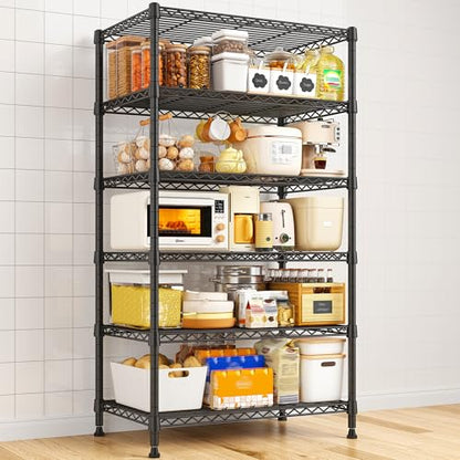 REIBII 6 Tier Shelf Metal Shelving 70"H Storage Shelves Sturdy Wire Rack Shelf Units Adjustable Detachable Storage Shelving Unit for Kitchen Laundry Pantry Garage Commercial 71"H x 21.65"W x 11.8"D - size: 【6 Tier】71"H x 21.65"W x 11.8"D