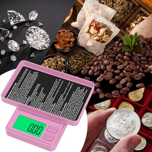 Diyife 1000g Digital Pocket Gram Scale 0.01g Accuracy, Mini Jewelry Scale with Protective Cover, 7 Units, Tare Function, LCD Display, Suit for Jewelry, Powder, Pink - color: Pink
