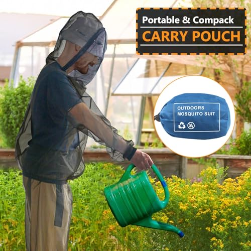 Mosquito Suit Net Bug Mesh Pants Jacket with Hood From Bugs Whole Body Proof Clothing for Outdoor Protection - size: XXL(170-180CM)