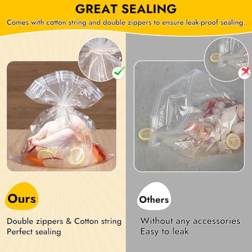 Large Brining Bags for Turkey | 26"×22" | Holds up to 35lbs | Double Zippers Seal | Heavy Duty Brine bags Thickened for Turkey & Meat | Thanksgiving & Holiday Feast Essential | 2 Pack - size: 2 Pack