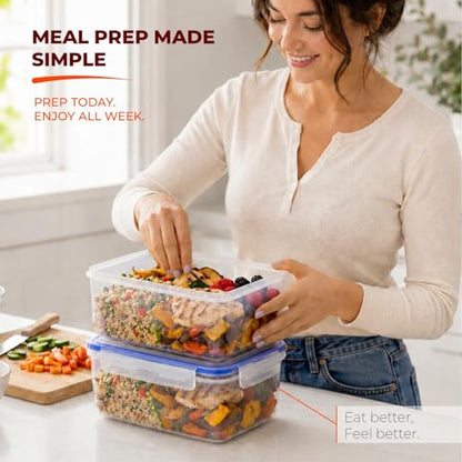 Tribello 68 oz Airtight Food Storage Containers with SnapTight Lids – Clear, Stackable, BPA-Free Meal Prep Containers for Kitchen, Freezer & Pantry – 3-Pack - size: 68 OZ - 3 Pack