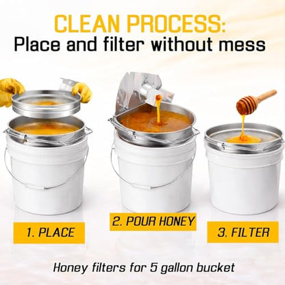 Honey Bucket 5 Gallon Bucket with Spigot Extractor Equipment Food-Grade PP 20L Capacity + Honey Strainer Filter Honey Filter 2 Piece Honey Double Strainer Honey Extractor Equipment Stainless Steel - style: Strainer Filter + Bucket
